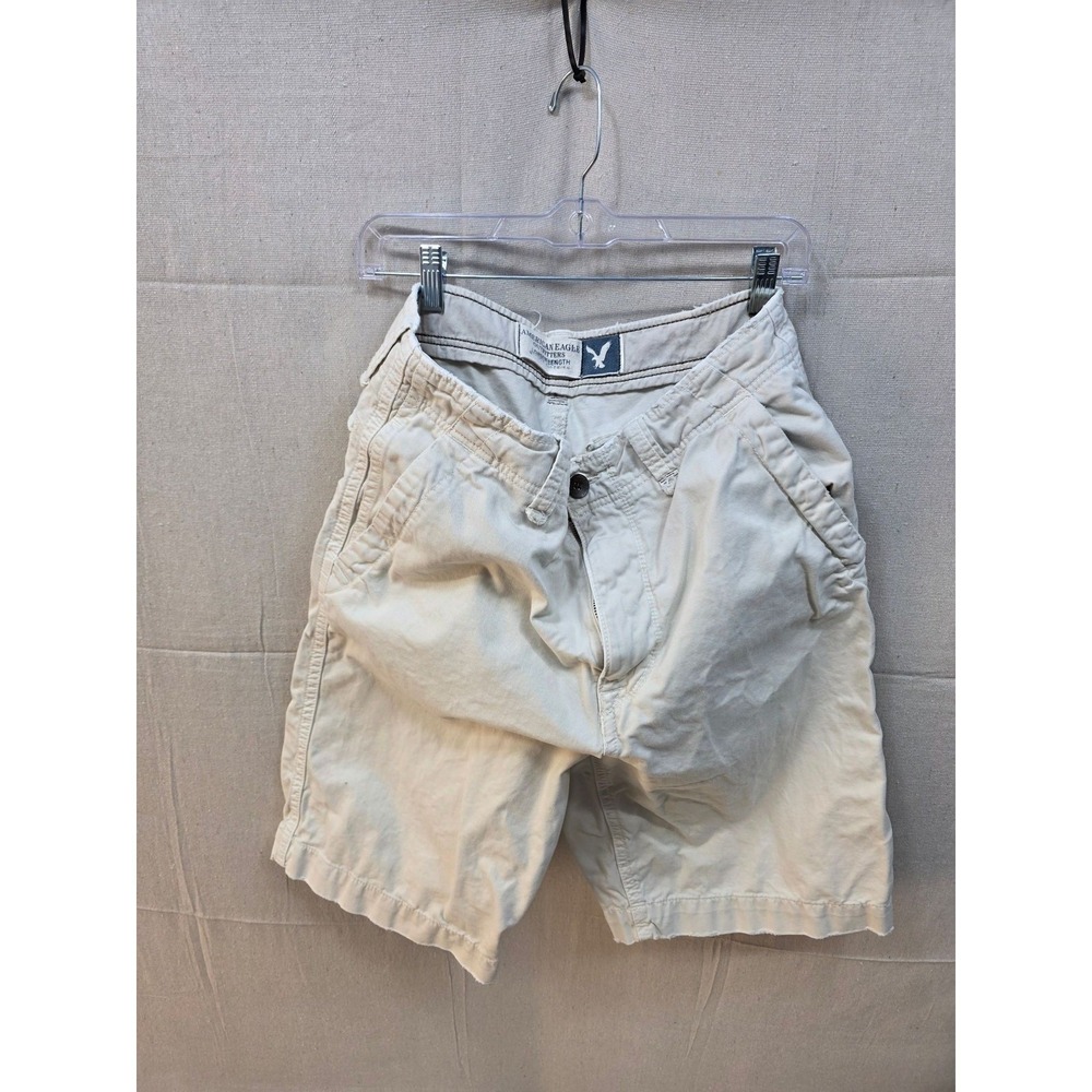 American Eagle Outfitters Longer Length Cargo Shorts Khaki Cream Mens 32 Cotton‎